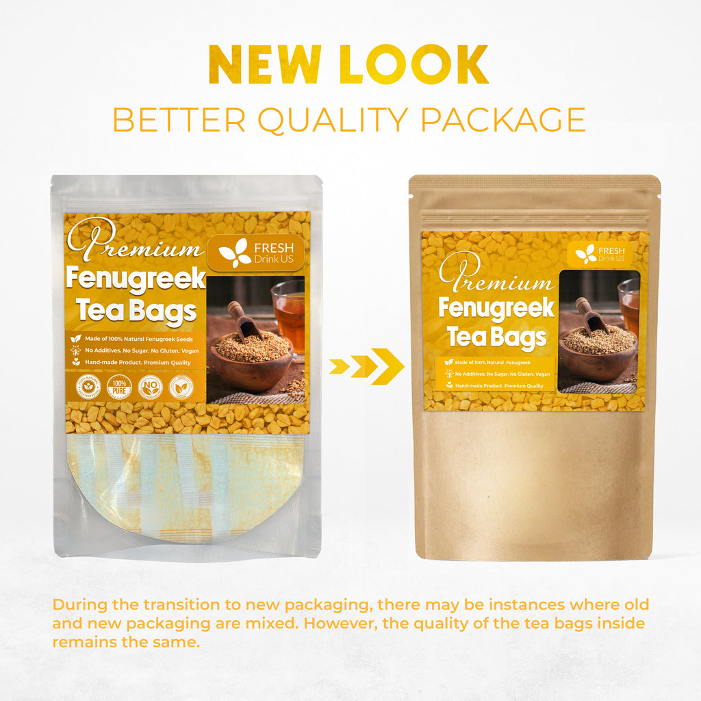 Premium Fenugreek Tea Bags. No Sugar, No Caffeine, No Gluten, Vegan. (30 Tea Bags)