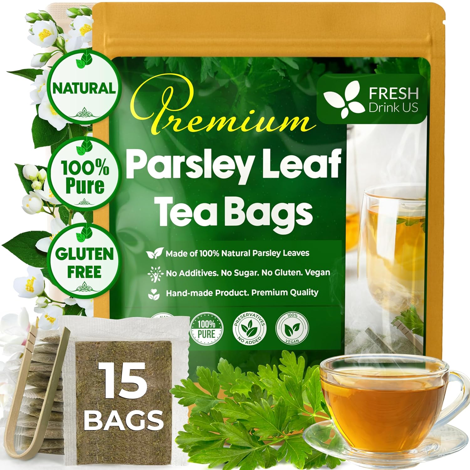 Premium Parsley Leaf Tea Bags, 100% Natural & Pure from Parsley Leaves.